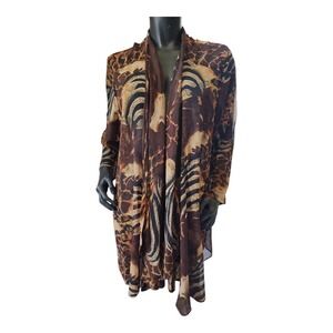 VTG 90s Gunit Fashion Jacket Womens 2X Floral Brown Tan  Blazer Used‎